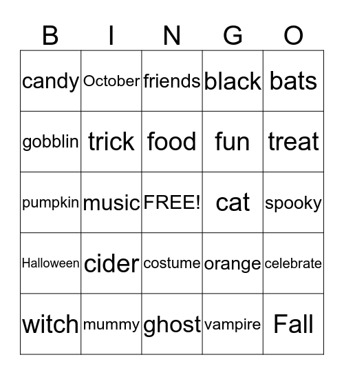 Halloween Bingo Card