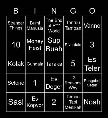 Taraka Bingo Card