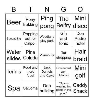 Holibobs! Bingo Card