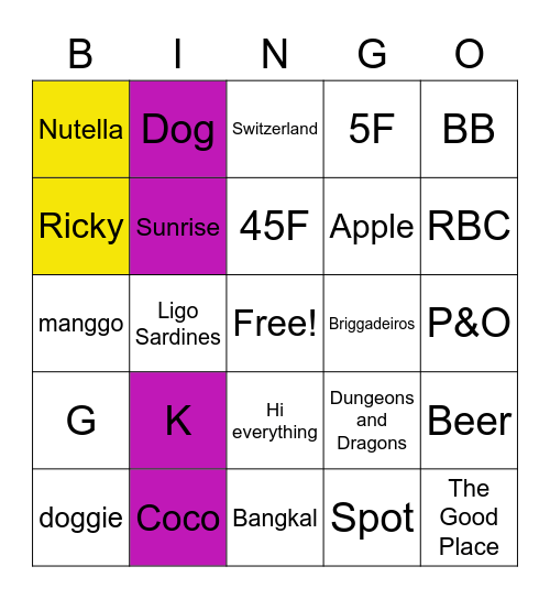 Let's play Bingo, P&O! Bingo Card