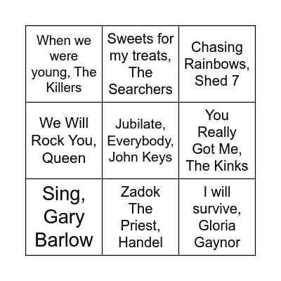 Musical Bingo! Bingo Card