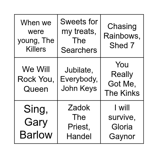 Musical Bingo! Bingo Card