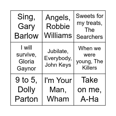 Musical Bingo! Bingo Card