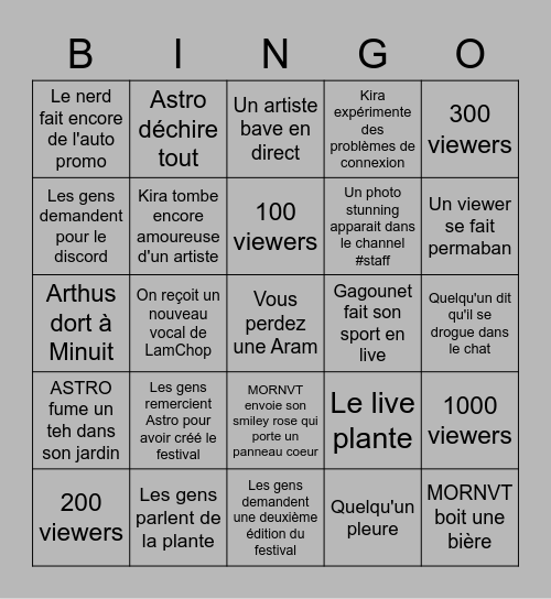 Bingo du Jour 3 Bingo Card