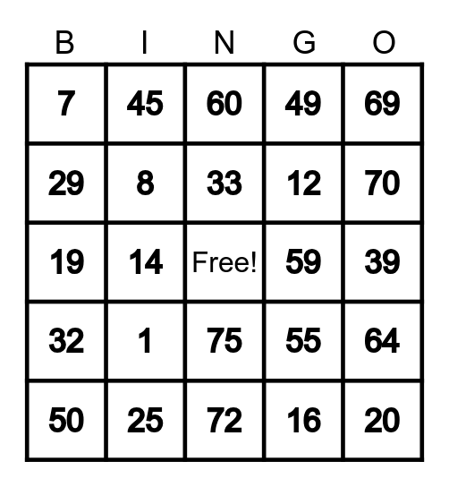 Dave’s Card Bingo Card