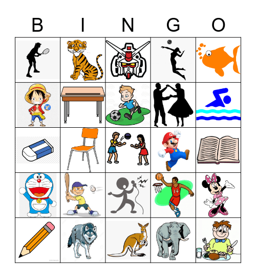 English Picture Bingo! Bingo Card
