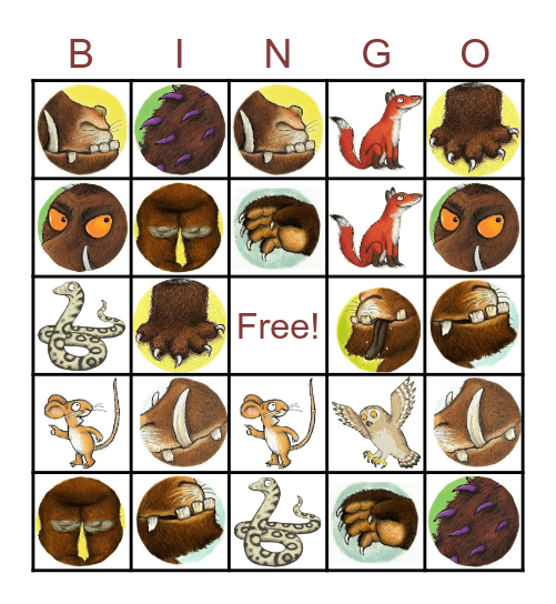 The Gruffalo Bingo Card