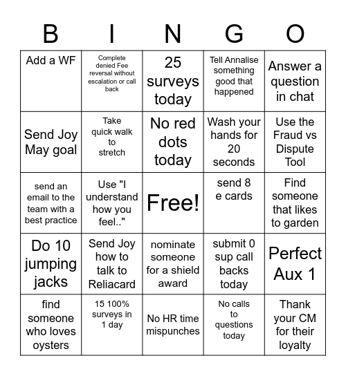 Remote Bingo Card