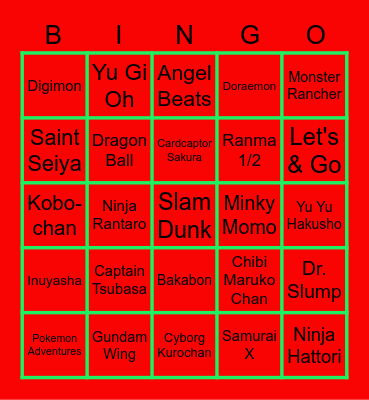 Anime Edition Bingo Card