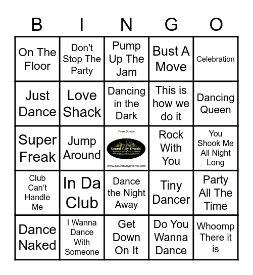 Sound City Events Music Bingo Card