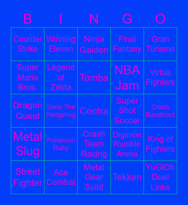 Video Games Bingo Card