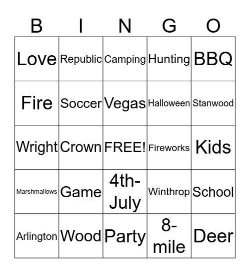 Fall 2014 Bingo Card