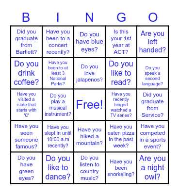 Conversation BINGO ACT Bingo Card