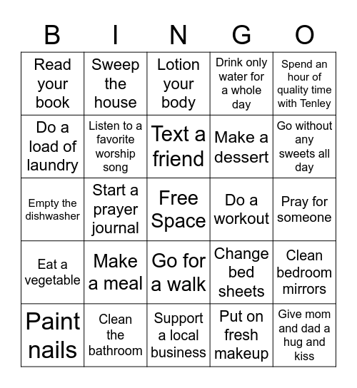 Mommy's Bingo Board Bingo Card