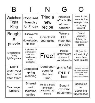 Corona Bingo Card