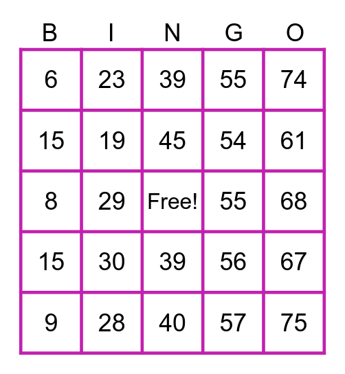 FOUR CORNERS Bingo Card