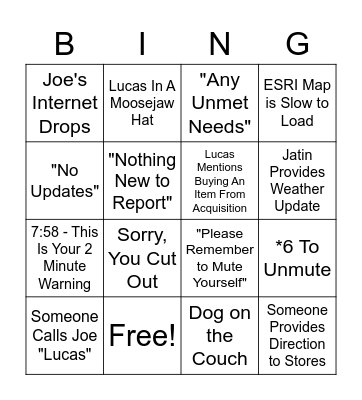 8am Call Bingo Card