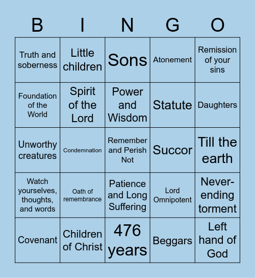 Mosiah 4 - 6 BINGO Card