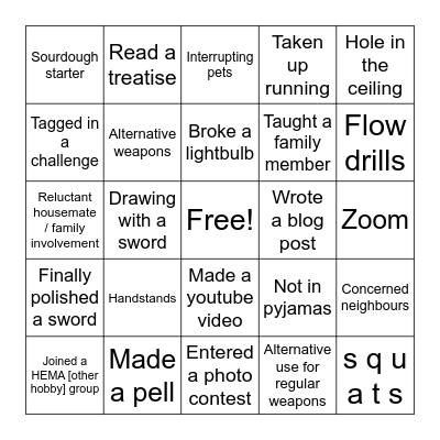 HEMA in Pyjamas Bingo Card