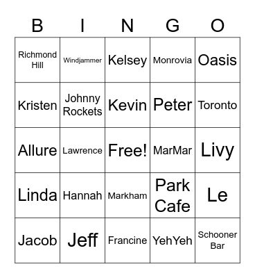 Family Bingo Card
