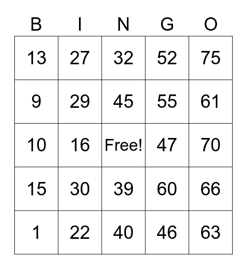 Beihoff Bingo Card Bingo Card
