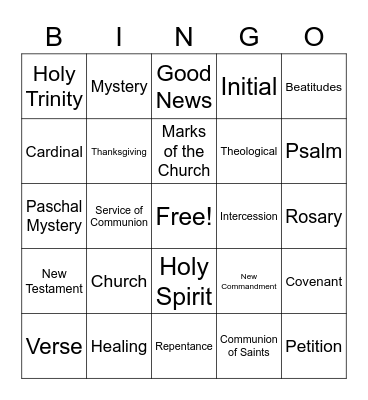 3rd Grade Faith Formation Bingo Card