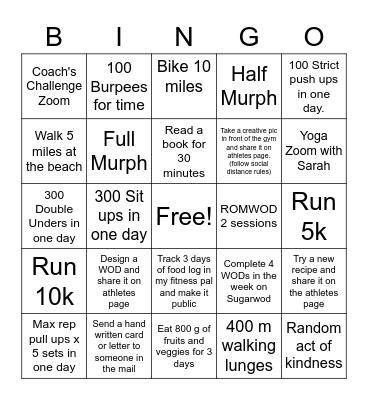 MONKEY JUNCTION CROSSFIT Bingo Card