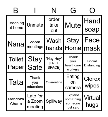 Zoom Bingo Card