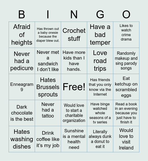 Traci Bingo Card