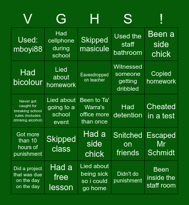 Victoria Girls' High School edition Bingo Card