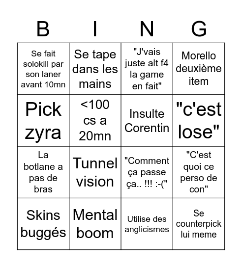 Lucas Bingo Card