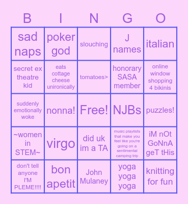 MARINA BINGO Card