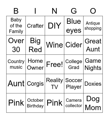 Megan Bingo Card