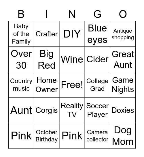 Megan Bingo Card