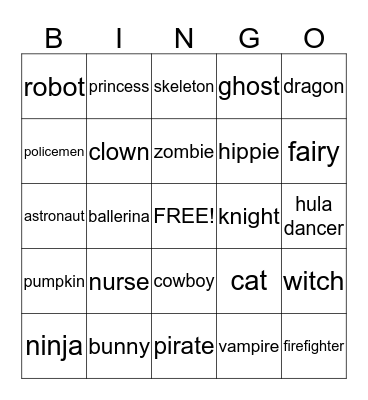 Halloween Bingo Card