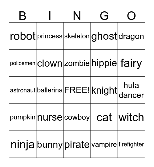 Halloween Bingo Card