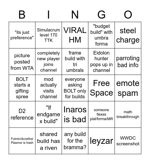 #builds 2020 Bingo Card