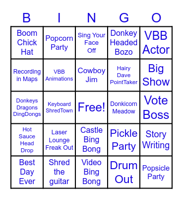 RBL Donkey Camp Show Bingo Card