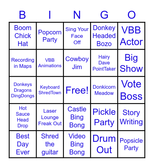 RBL Donkey Camp Show Bingo Card