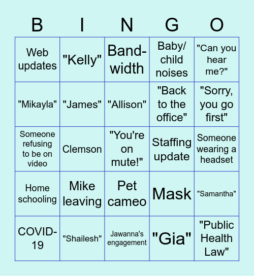 Comm Team Zoom Bingo! Bingo Card