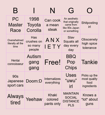 How Hunter are you? Bingo Card