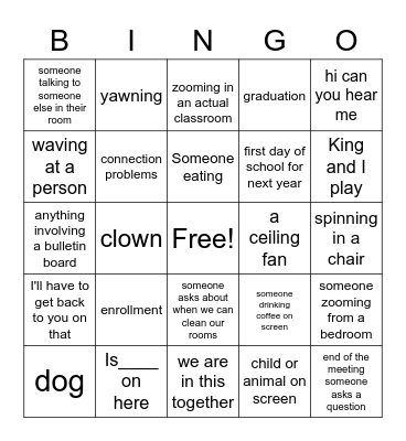 Zoomingo Bingo Card