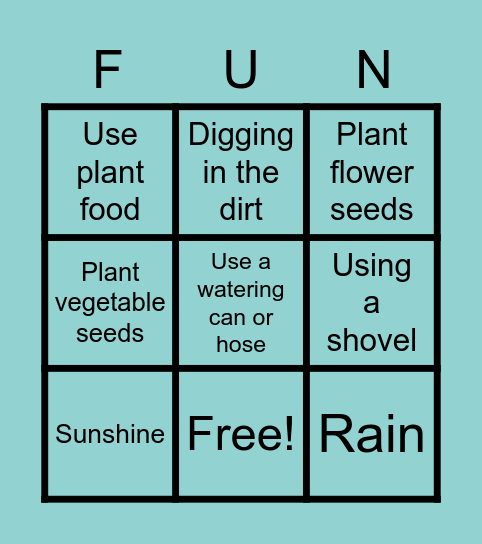 Plant A Garden Bingo Card