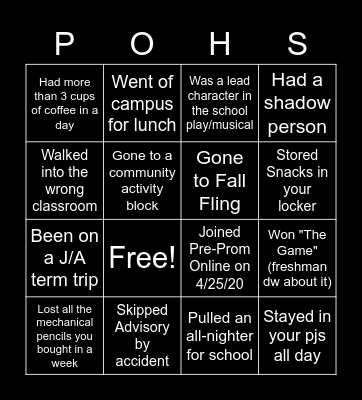 POHS Bingo Card