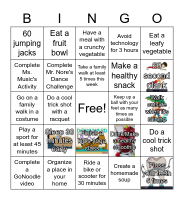 Week 3 - WB Health and Phys. Ed. BINGO Card