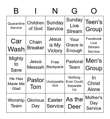 Good Shepherd Church Bingo Card