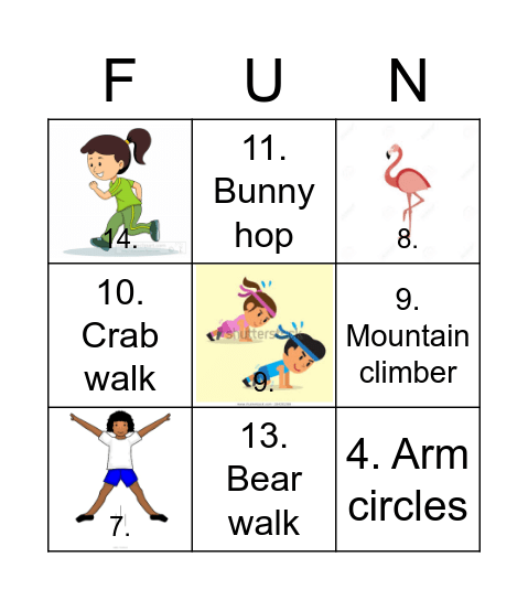 Fitness Fun Bingo! Bingo Card