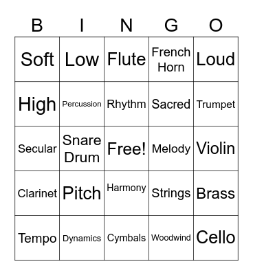 Vocab Bingo Card