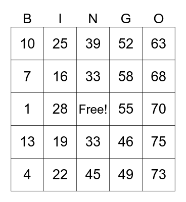 PANG GRAPHICS CARD Bingo Card