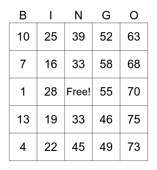 PANG GRAPHICS CARD Bingo Card